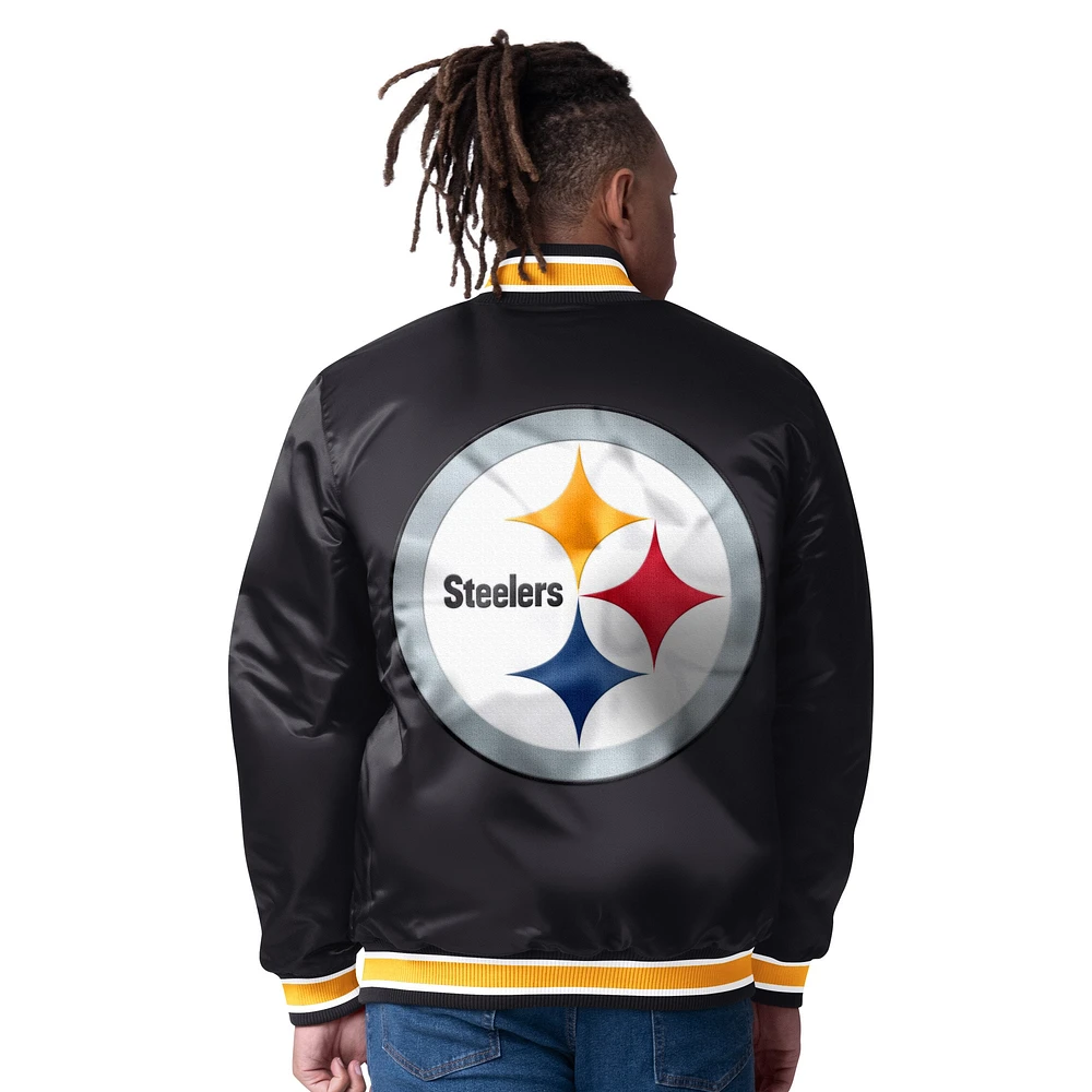 Men's Starter  Black/Gold Pittsburgh Steelers Closer Reversible Satin Full-Snap Jacket