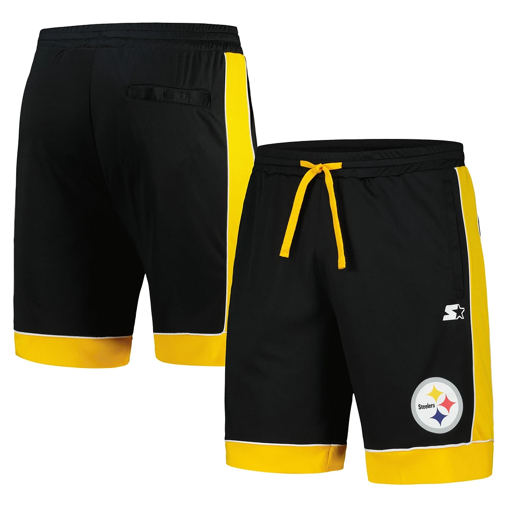 Short de mode préféré des fans Pittsburgh Steelers Starter noir/or pour hommes