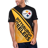 Men's Starter Black/Gold Pittsburgh Steelers Finish Line T-Shirt