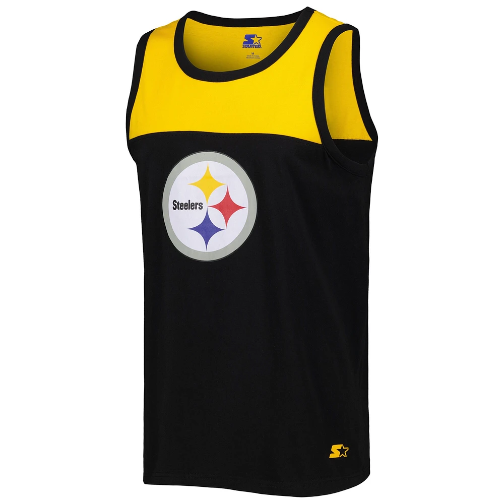 Débardeur Starter noir/doré Pittsburgh Steelers Logo Touchdown pour homme