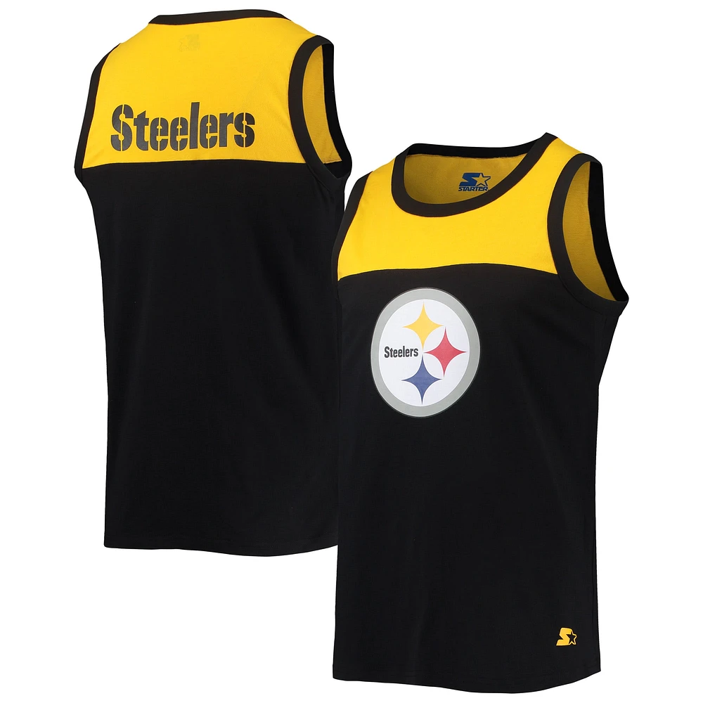 Débardeur Starter noir/or Pittsburgh Steelers Team Touchdown pour homme