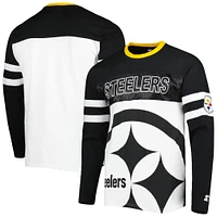 T-shirt à manches longues Starter des Steelers de Pittsburgh pour homme, noir/blanc