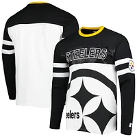 Men's Starter Black/White Pittsburgh Steelers Halftime Long Sleeve T-Shirt