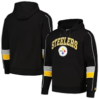 Men's Starter Black Pittsburgh Steelers Captain Pullover Hoodie