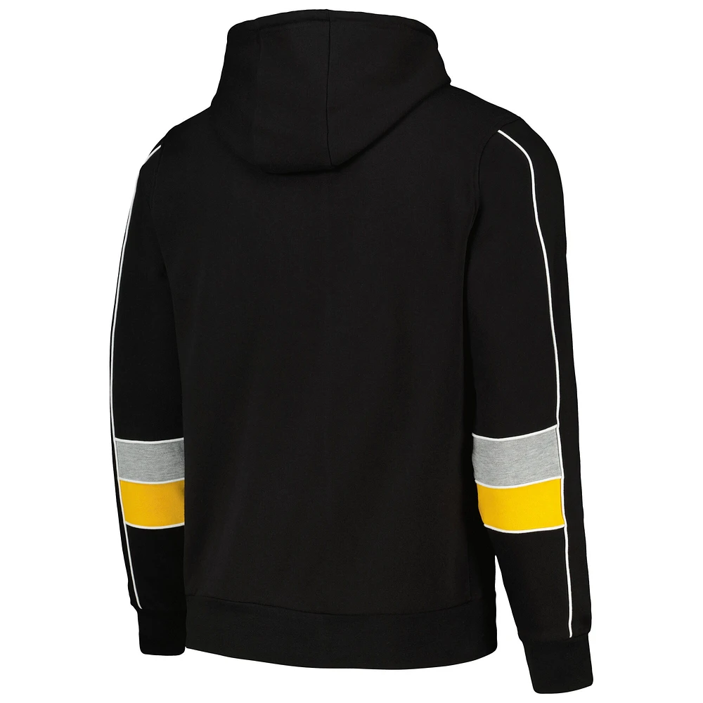Men's Starter Black Pittsburgh Steelers Captain Pullover Hoodie