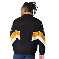 Men's Starter Black Pittsburgh Steelers Captain Satin Varsity Jacket