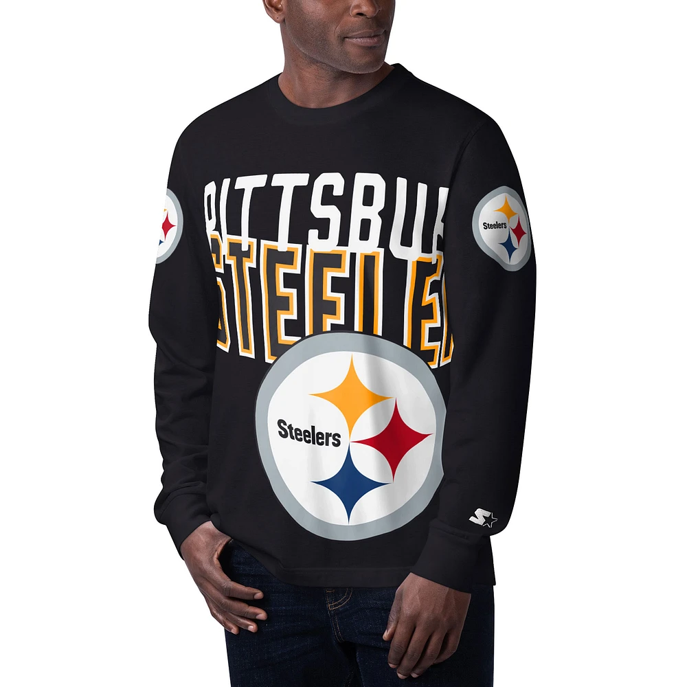 T-shirt à manches longues pour hommes Starter noir Pittsburgh Steelers Clutch Hit