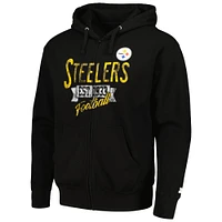 Sweat à capuche entièrement zippé Starter Black Pittsburgh Steelers pour hommes après-saison nationale