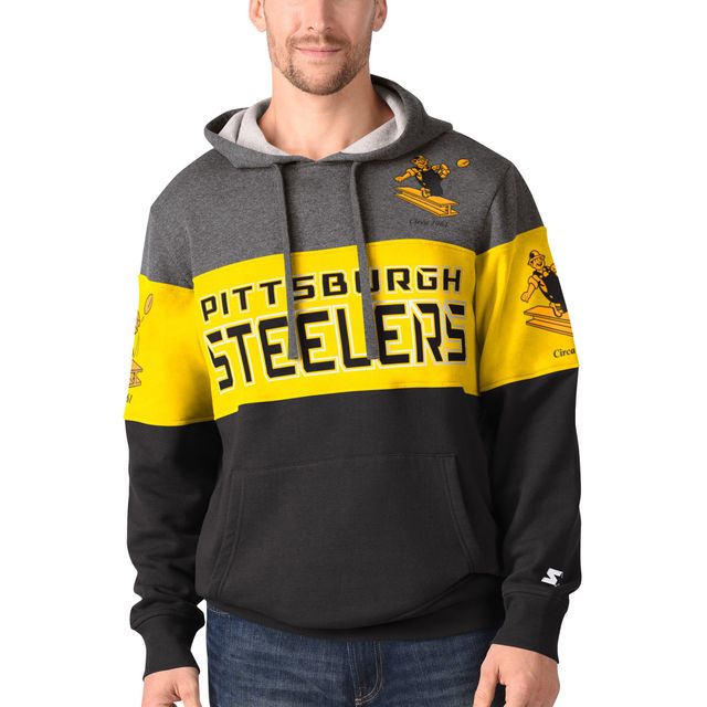 Men's Starter Black/Gold Pittsburgh Steelers Extreme Throwback Full-Zip  Hoodie