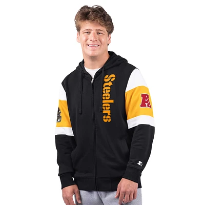 Men's Starter Black Pittsburgh Steelers Extreme Full-Zip Hoodie