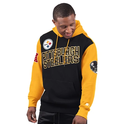 Men's Starter Black Pittsburgh Steelers Extreme Pullover Hoodie