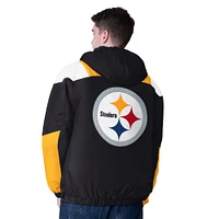 Men's Starter Black Pittsburgh Steelers Half-Zip Pullover Hoodie Jacket