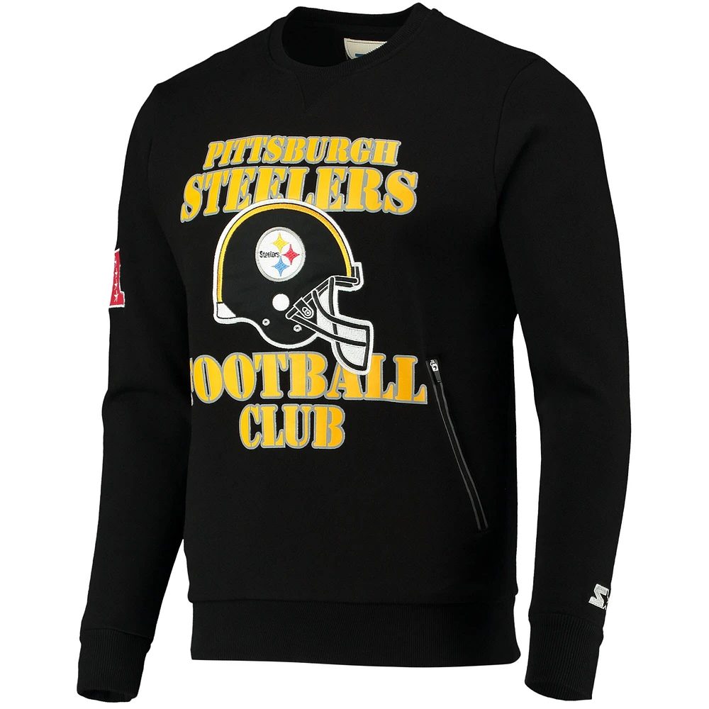 Sweat-shirt Starter noir Pittsburgh Steelers Locker Room Throwback End Zone pour homme