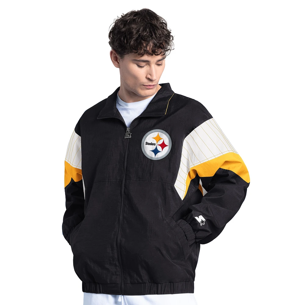 Veste zippée complète pour homme Pittsburgh Steelers Yard Line Starter noire