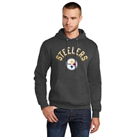 Men's Starter  Charcoal Pittsburgh Steelers Arch Over Logo Pullover Hoodie