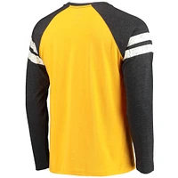 T-shirt à manches longues raglan Starter or/noir Pittsburgh Steelers Throwback League pour homme