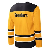 Men's Starter Gold Pittsburgh Steelers Cross-Check V-Neck Long Sleeve T-Shirt