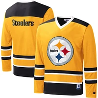 T-shirt à manches longues et col en V pour homme Starter Gold Pittsburgh Steelers