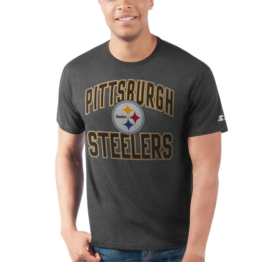 Men's Starter Heathered Gray Pittsburgh Steelers Prime Time T-Shirt Size: Extra Large