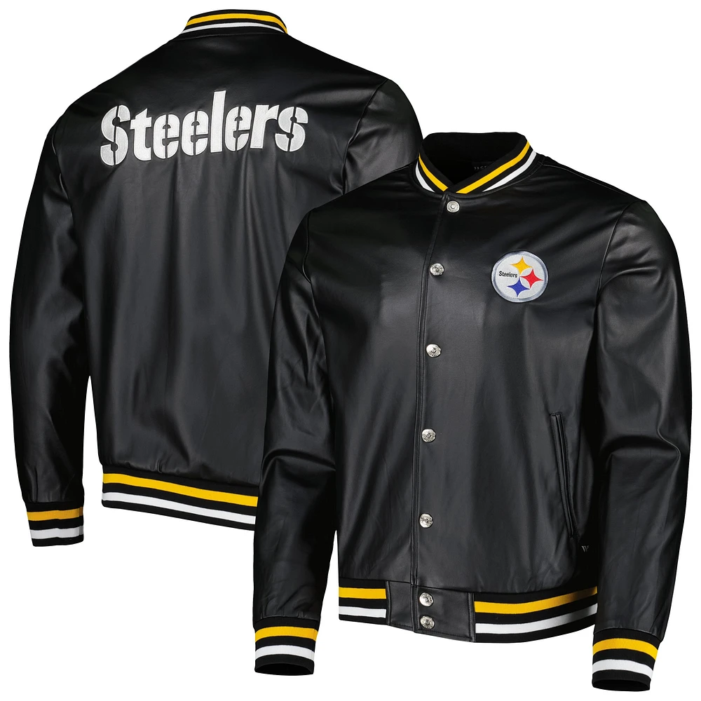 Blouson aviateur métallisé The Wild Collective Pittsburgh Steelers noir pour homme