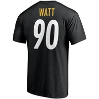 T-shirt noir pour homme T.J. Watt avec nom et numéro du joueur des Steelers de Pittsburgh