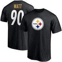 T-shirt noir pour homme T.J. Watt avec nom et numéro du joueur des Steelers de Pittsburgh