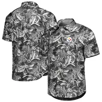 Chemise Tommy Bahama Black Pittsburgh Steelers Aqua Lush entièrement boutonnée pour homme