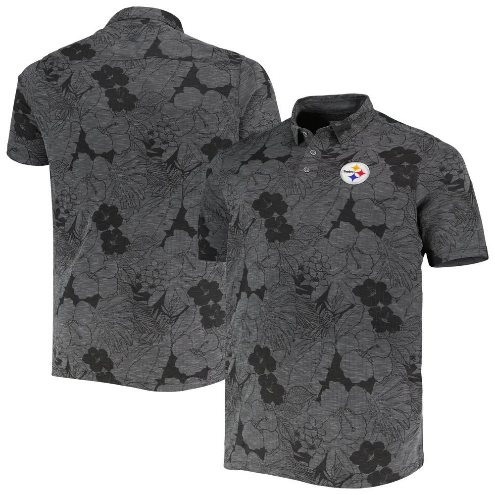 Polo Big & Tall Miramar Blooms des Pittsburgh Steelers de Tommy Bahama pour homme, noir