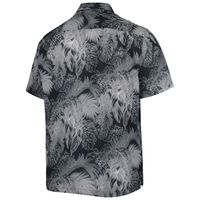 Men's Tommy Bahama Black Pittsburgh Steelers Coast Luminescent Fronds Camp IslandZone Button-Up Shirt