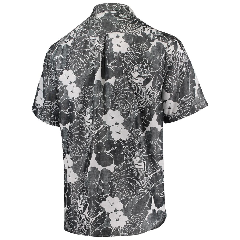 Men's Tommy Bahama Black Pittsburgh Steelers Coconut Point Playa Floral IslandZone Button-Up Shirt