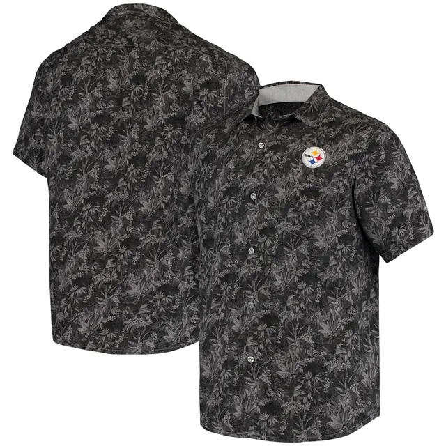 Men's Tommy Bahama Black Baltimore Ravens Big & Tall Bahama Coast  Luminescent Fronds Camp IslandZone Button