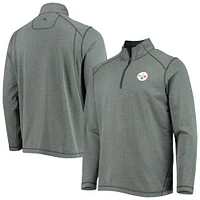 Blouson noir Tommy Bahama pour hommes des Pittsburgh Steelers Sport Off Side Half-Zip Tri-Blend