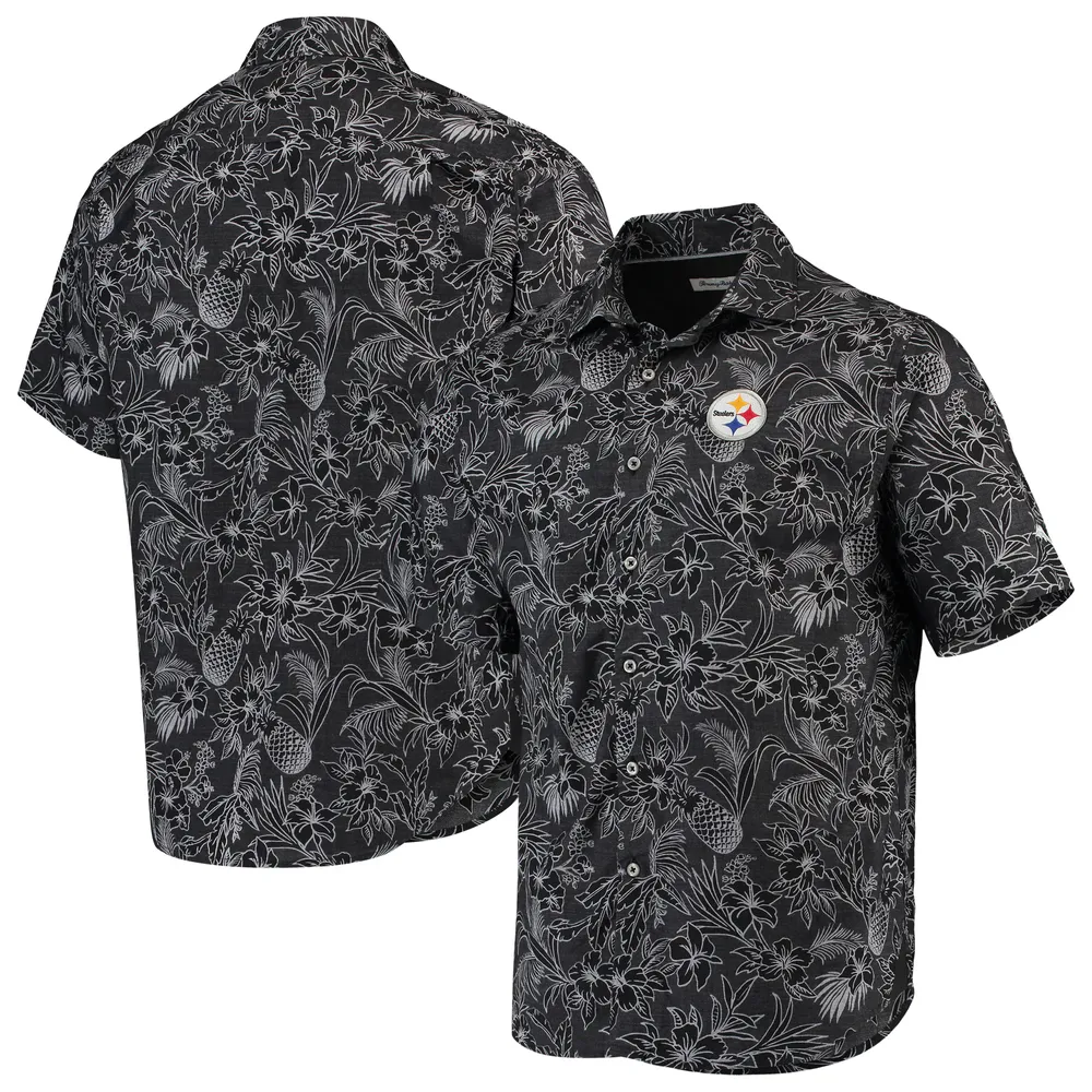 Tommy Bahama Pittsburgh Steelers Black Tiki Luau Woven Button-Up Shirt