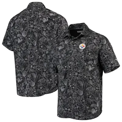 Pittsburgh Steelers Tommy Bahama Tiki Luau Woven Button-Up Shirt - Black