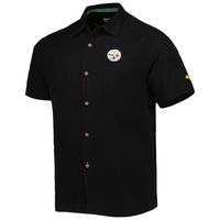 Men's Tommy Bahama Black Pittsburgh Steelers Top of Your Game Camp Button-Up Shirt