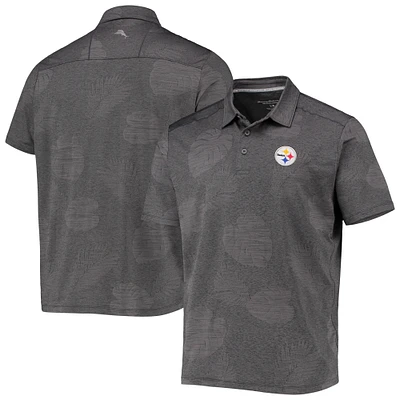 Men's Tommy Bahama Gray Pittsburgh Steelers Palm Coast Delray Frond Allover IslandZone Polo