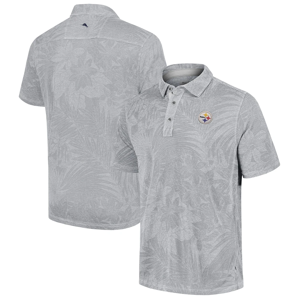 Polo Tommy Bahama gris Pittsburgh Steelers Sport Santiago Paradise pour hommes