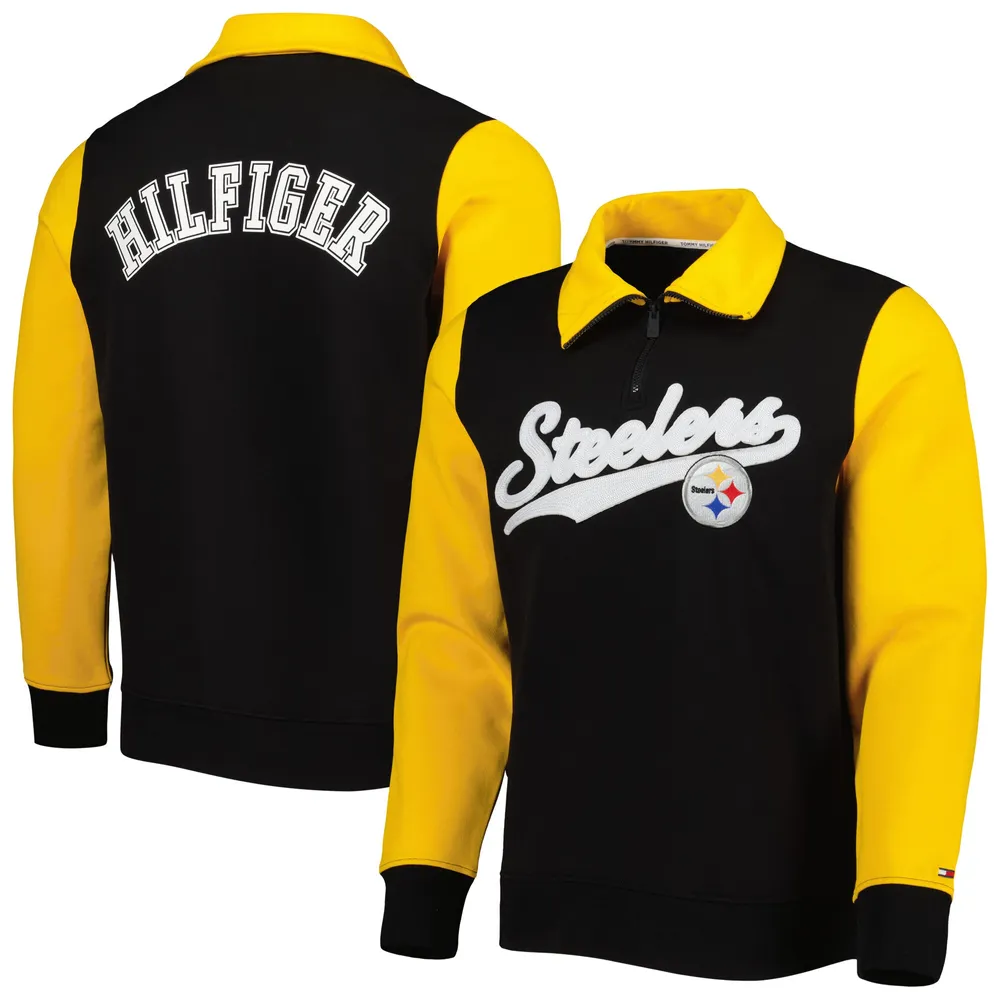 Sweat Tommy Hilfiger noir/doré Pittsburgh Steelers Aiden Quarter-Zip pour homme