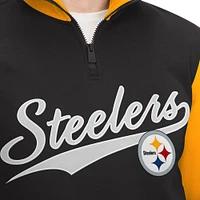 Men's Tommy Hilfiger Black/Gold Pittsburgh Steelers Aiden Quarter-Zip Sweatshirt