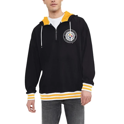 Sweat à capuche noir quart de zip Tommy Hilfiger pour hommes des Pittsburgh Steelers Aaron