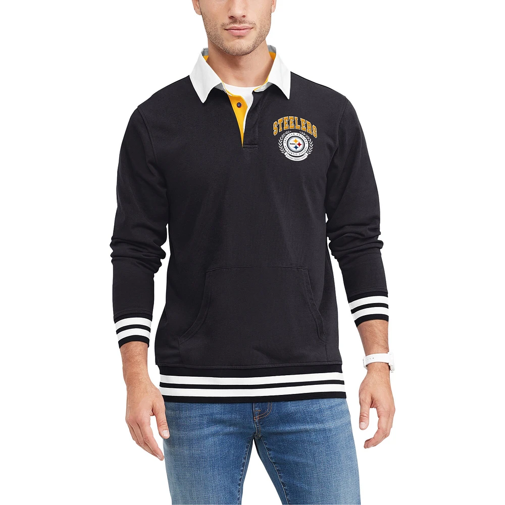 Lids Pittsburgh Steelers Tommy Hilfiger Rugby Long Sleeve Polo - Gray/Black