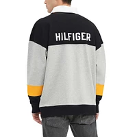 Men's Tommy Hilfiger Black Pittsburgh Steelers Connor Oversized Rugby Long Sleeve Polo