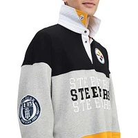 Men's Tommy Hilfiger Black Pittsburgh Steelers Connor Oversized Rugby Long Sleeve Polo