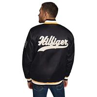 Men's Tommy Hilfiger Black Pittsburgh Steelers Dante Full-Snap Satin Jacket