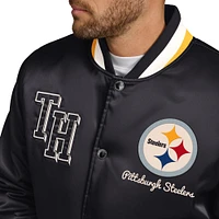 Men's Tommy Hilfiger Black Pittsburgh Steelers Dante Full-Snap Satin Jacket