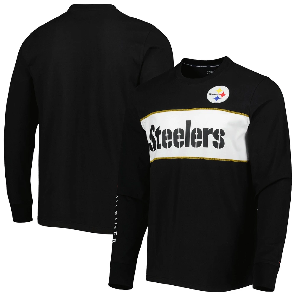 T-shirt à manches longues Tommy Hilfiger Pittsburgh Steelers Peter Team noir pour homme