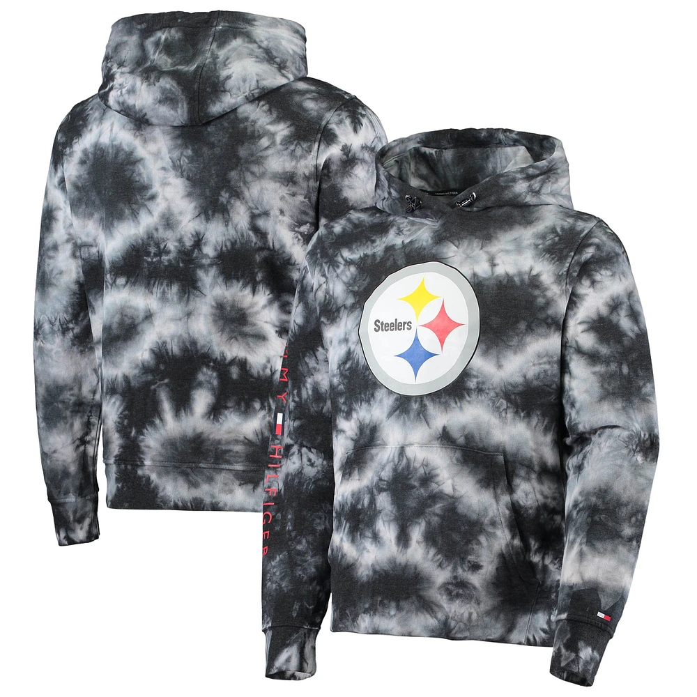 Sweat à capuche Tommy Hilfiger noir Pittsburgh Steelers Stanley Tie-Dye pour hommes