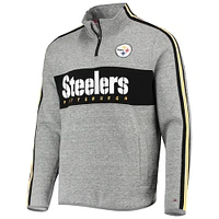 Men's Tommy Hilfiger Heathered Gray Pittsburgh Steelers Mario Quarter-Zip Jacket