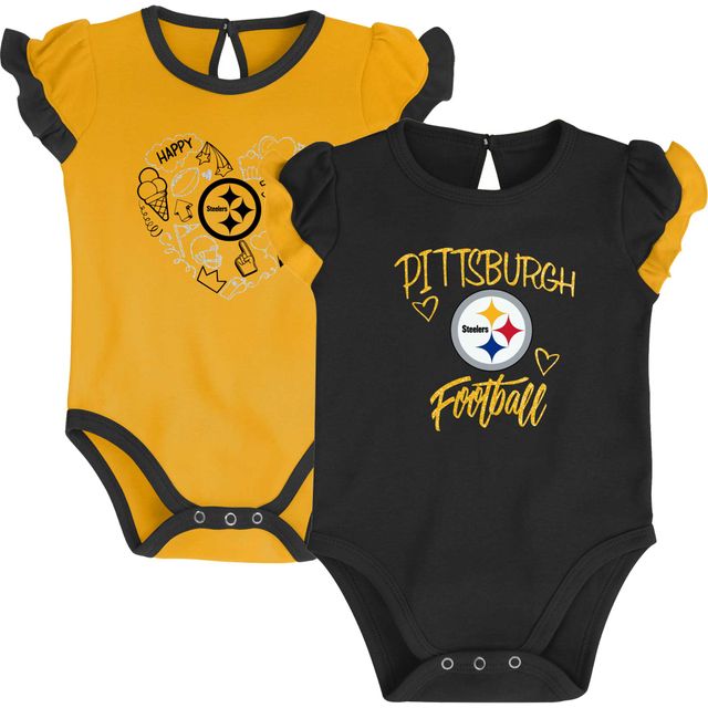 Ensemble de body deux pièces Too Much Love des Pittsburgh Steelers noir/doré pour nouveau-né et bébé