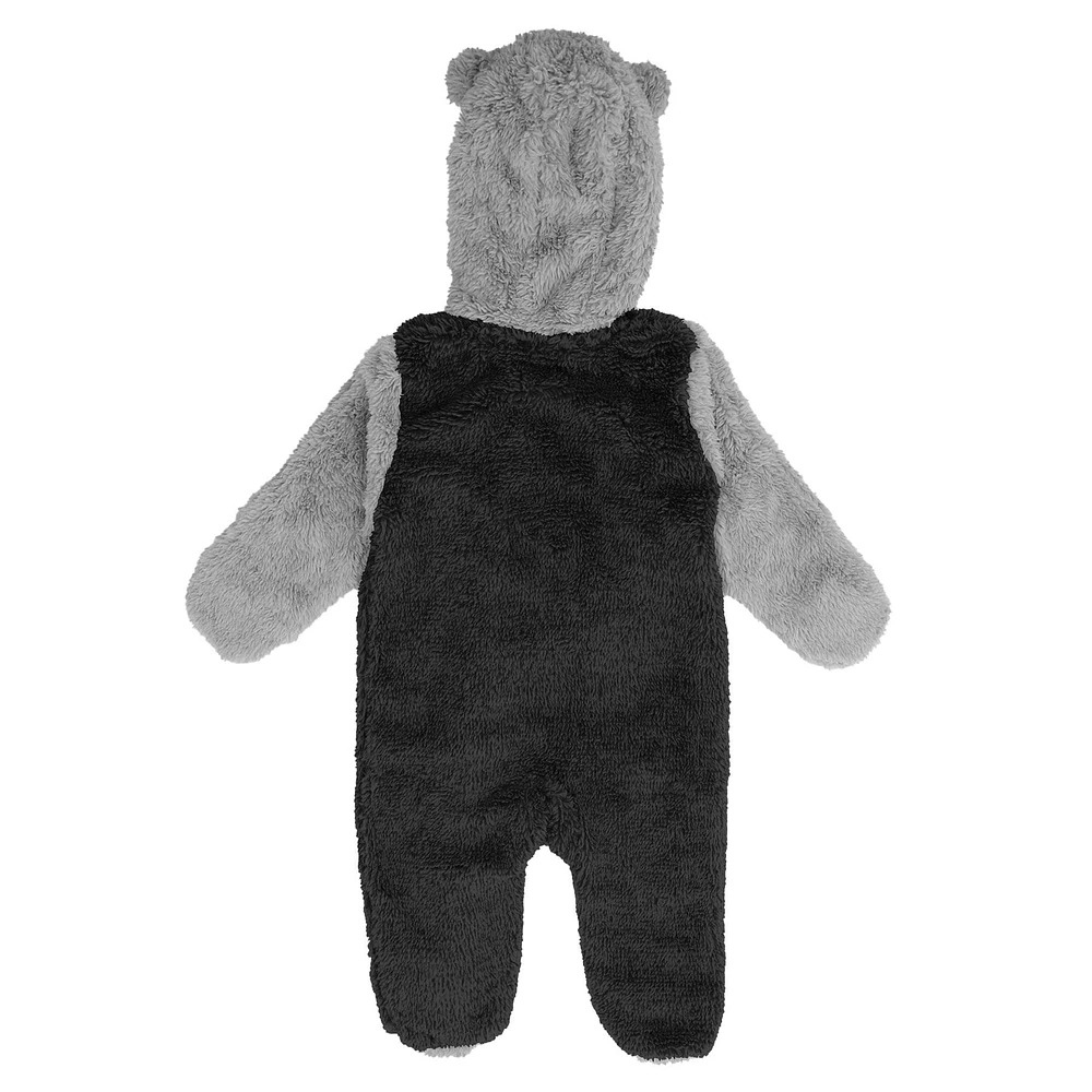 Newborn & Infant Black/Gray Pittsburgh Steelers Game Nap Teddy Fleece Bunting - Full-Zip Sleeper